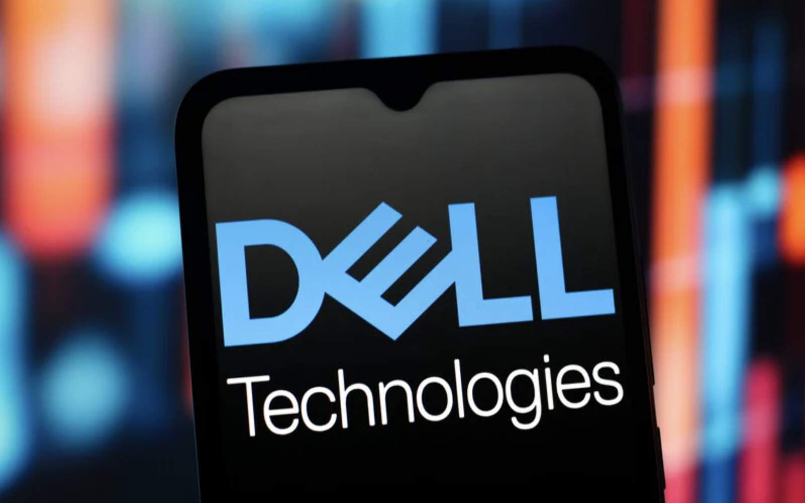 Enterprise artificial intelligence server racks glowing blue representing Dell Technologies stock analysis and market performance