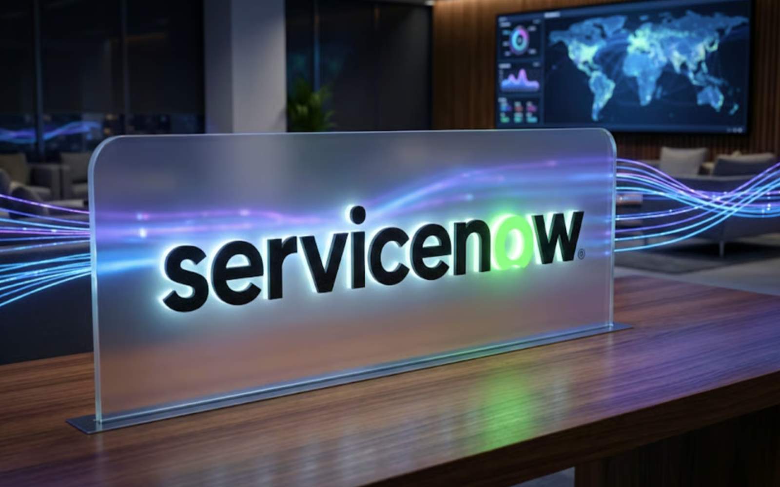 A complex digital dashboard showing enterprise software analytics and financial charts representing a ServiceNow fundamental analysis.